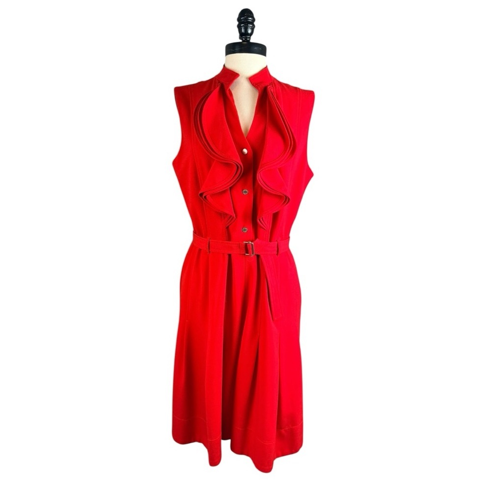 Calvin Klein Red Ruffled Midi Dress
